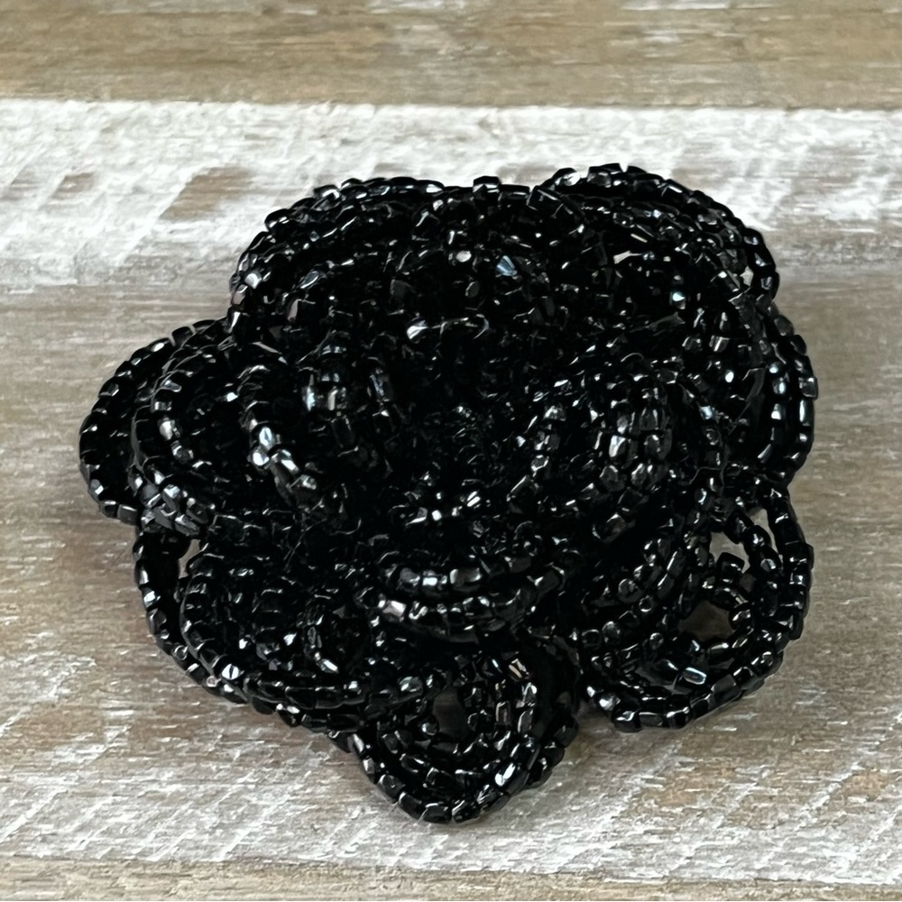 Vintage Seed Bead Layered Loops Flower Brooch Japan
